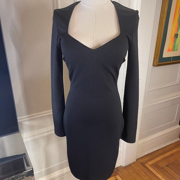 Va Va Voom Black Sexy Form Fitting Long Sleeve Bodycon Dress - Picture 4 of 7